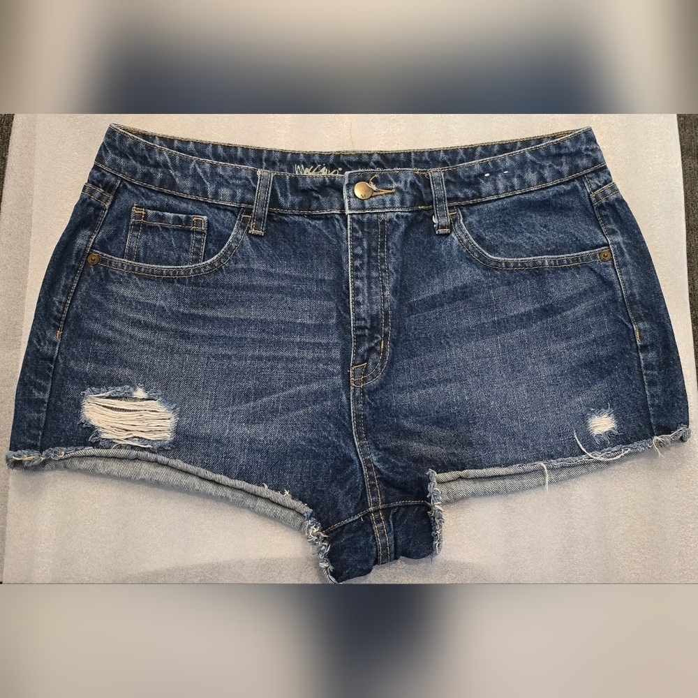 Mossimo Supply Co. High-Rise Distressed Denim Short Shorts, Size 14/32